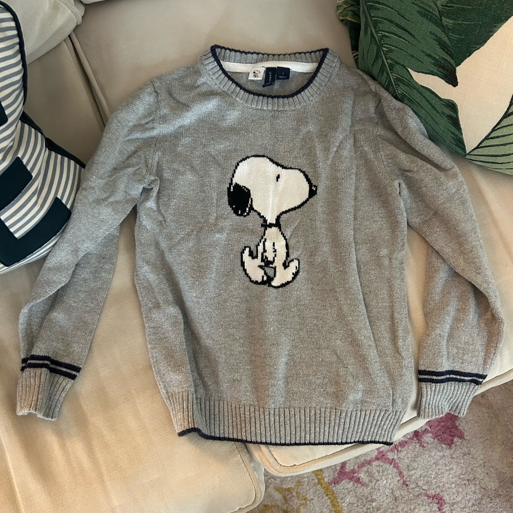 Janie and Jack Gray Sweater with Snoopy Accent